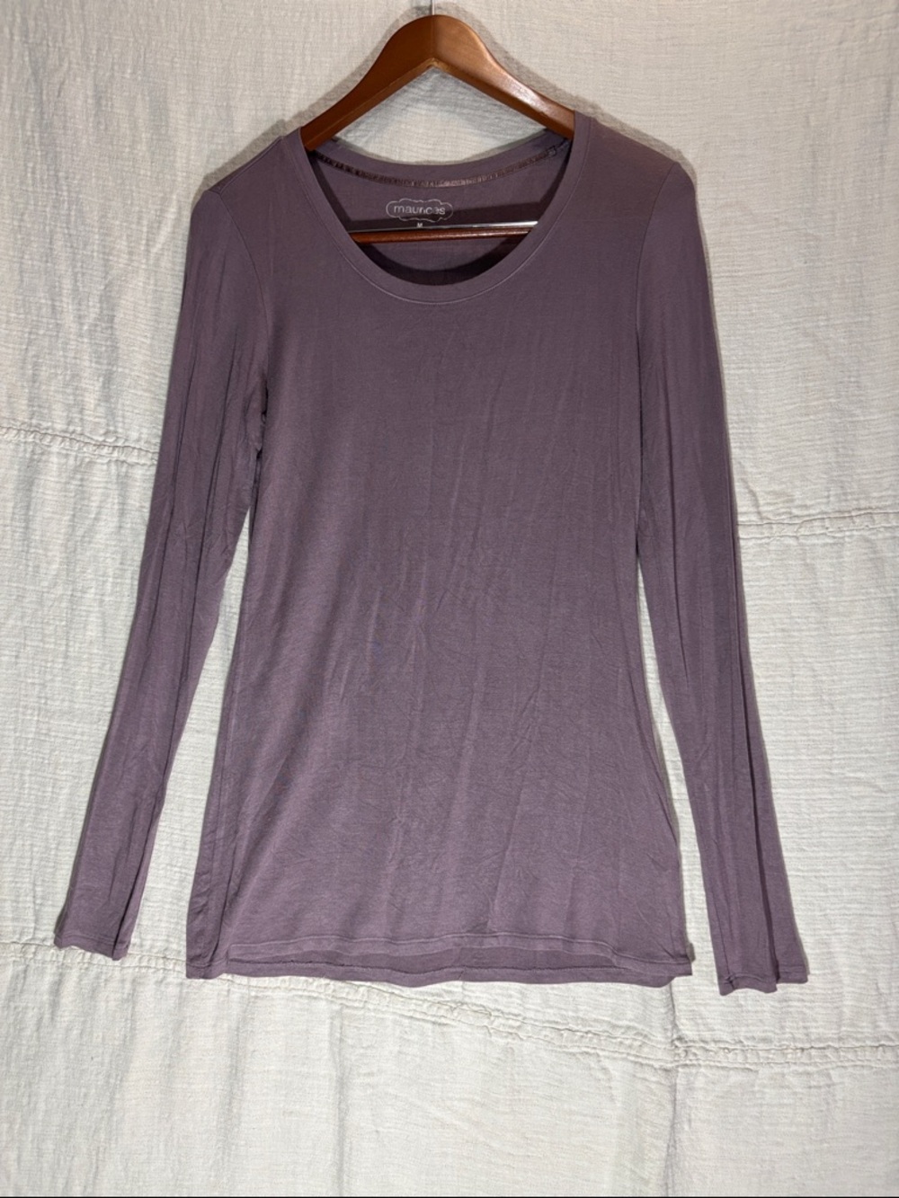 Maurices Long Sleeve Scoop Neck Tee in Dusty Plum